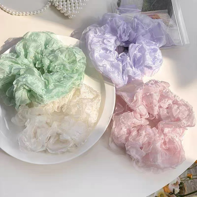ยางรัดผม ผ้าชีฟอง สีพื้น ขนาดเล็ก แฟชั่นนมาใหม่
