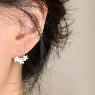 ต่างหูแฟชั่น สไตล์ใส่ได้สองข้าง ดีไซน์ดอกไม้ ต่างหูเจาะกระดูกอ่อนหู ต่างหูแบบติดหู เครื่องประดับ