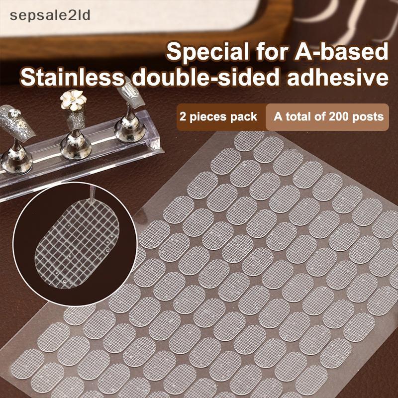 (seps) 200 ชิ้น/2 แผ่นเทปกาวสองหน้าสําหรับเล็บปลอมขาตั้งจอแสดงผลเครื่องมือเล็บแถบกาว Traceless เล็บจอแสดงผล (TH)