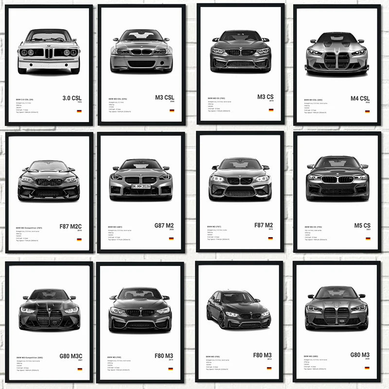 รถที่มีชื่อเสียง m5 cs g80 m3 ผ้าใบ wall art พิมพ์โปสเตอร์ m3 csl e36 e39 โมเดิร์นตกแต่งภาพจิตรกรรมฝ