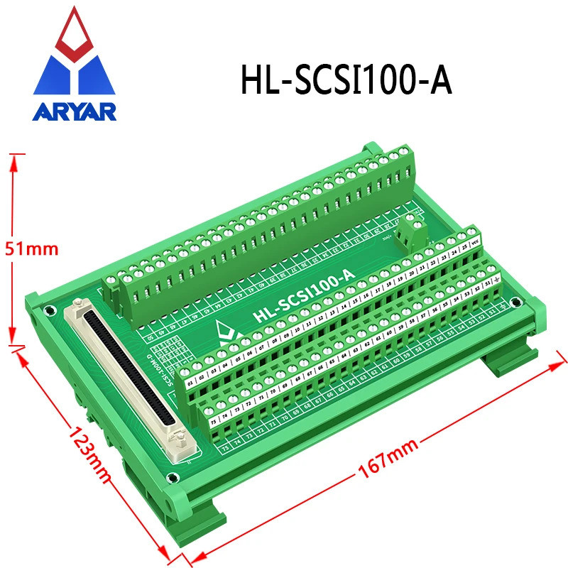 100-pin 0.05" Mini D Ribbon/MDR หญิง Breakout Board SCSI100 Terminal Module