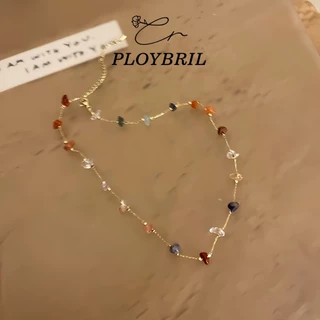 PLOYBRIL สีสันไม่สม่ําเสมอหินเดิมสร้อยคอสร้อยข้อมือผู้หญิงฤดูร้อนใหม่เรขาคณิตคอโซ่สไตล์ที่เรียบง่ายแ X065