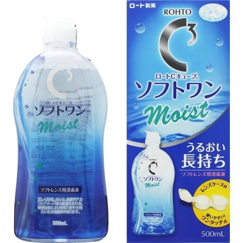 Rohto C Cube Soft One Moist 500ml น้ำยาล้างคอนแทคเลนส์ สูตรชุ่มชื้น