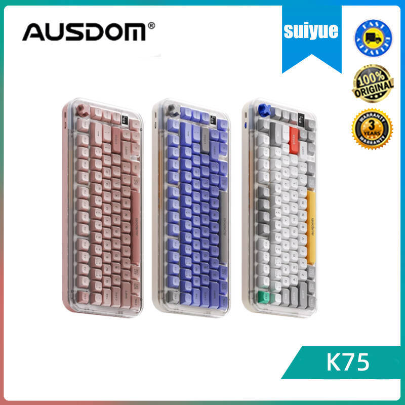 AUSDOM K75PRO Amber คีย์บอร์ดไร้สายเงียบฟิล์มใสบลูทูธสํานักงานความสะดวกสบาย