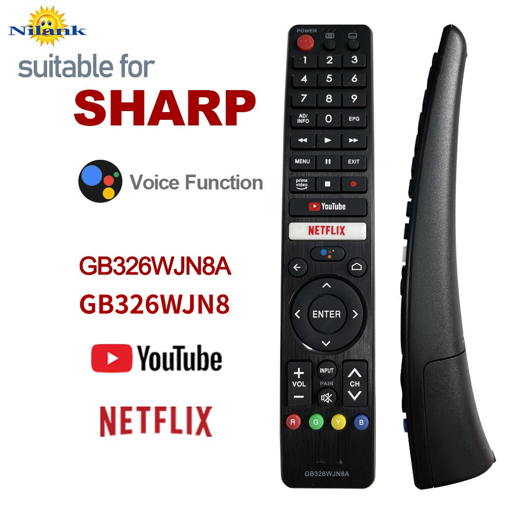 NiLANK Remote รีโมททีวีสมาร์ท Android SHARP Smart TV รุ่น GB326WJN8A ของแท้ (รองรับฟังก์ชันเสียงพูด)