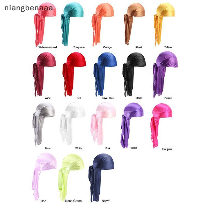 (niangbenaaa) Unisex ผู้ชายผู้หญิง Durag Headwear หมวกโจรสลัดผ้าไหมหมวกห่อหมวกใหม่