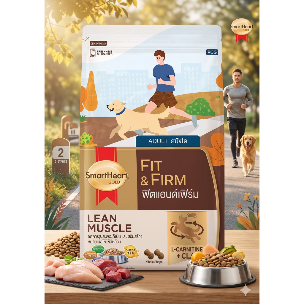 SmartHeart GOLD Fit&Firm อาหารสุนัข สูตรฟิตแอนด์เฟิร์ม สำหรับสุนัขพันธุ์ใหญ่ ขนาด 20 กก.{อาหารสุนัขเม็ด}