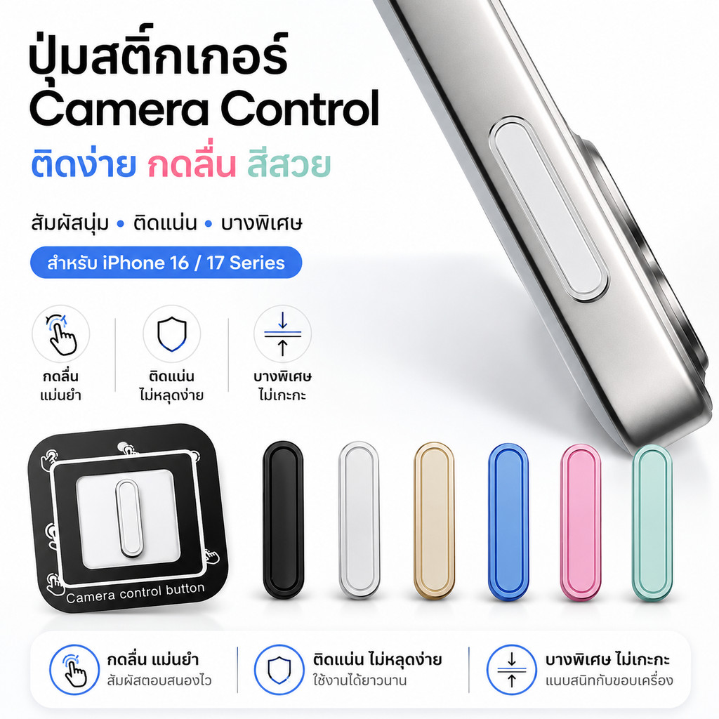 ฝาครอบคุมกันรอยปุ่มกล้อง กันรอยขีดข่วน CAMERA Control Protection สำหรับ IPHONE17 17PROMAXIPHONE 16 16PRO 16PLUS 16promax