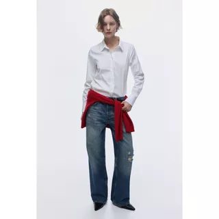 H&M(เอชแอนด์เอ็ม) เสื้อเชิ้ตผ้าคอตตอนผสม Women Cotton-blend shirt 0932278_4
