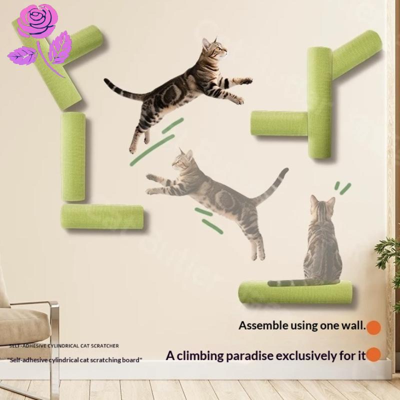 Good แนวตั้ง Cat Scratching Board ติดผนังแมว Tree Self-Adhesive แมว Scratching โพสต์ผนังแมวของเล่นปีนบันได Wall Decal ดี