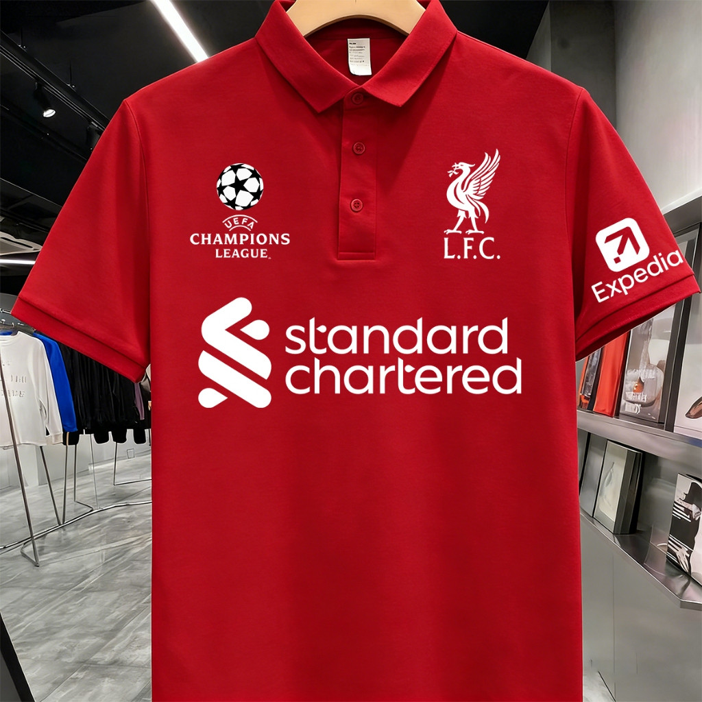 ใหม่ LFC เสื้อเชิ้ต UEFA Champions League Football Fans jersey Liverpool FC adult cotton Polo shirt S-3XL เสื้อยืด