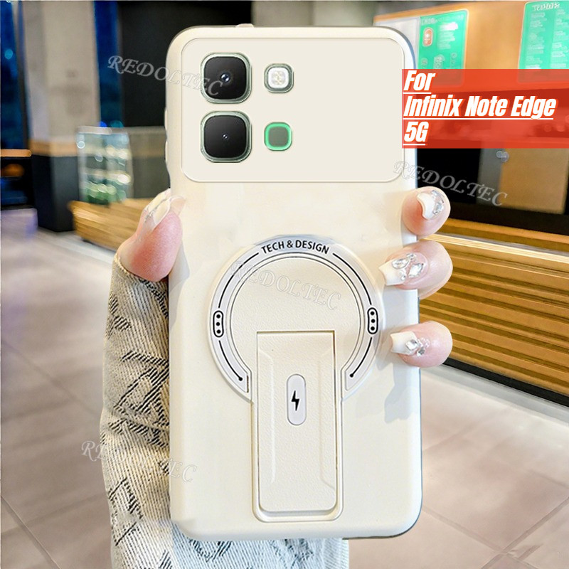 เคส Infinix Note Edge 5G ใหม่แฟชั่นแม่เหล็กที่มองไม่เห็น Kickstand เคสโทรศัพท์ Infinix NoteEdge Matte ปกอ่อนรองรับการชาร์จไร้สาย Anti-Drop Anti-Fingerprint ปลอก
