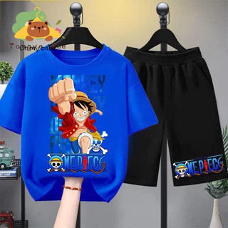 [COD]LE2(hot) KID ใหม่!!! ชุดใหม่สำหรับเด็ก ลายการ์ตูนน่ารัก วันพีซ ONE PIECE ลวดลายมังกี้ ดี ลูฟี่ เสื้อผ้าเด็ก ชุดเส