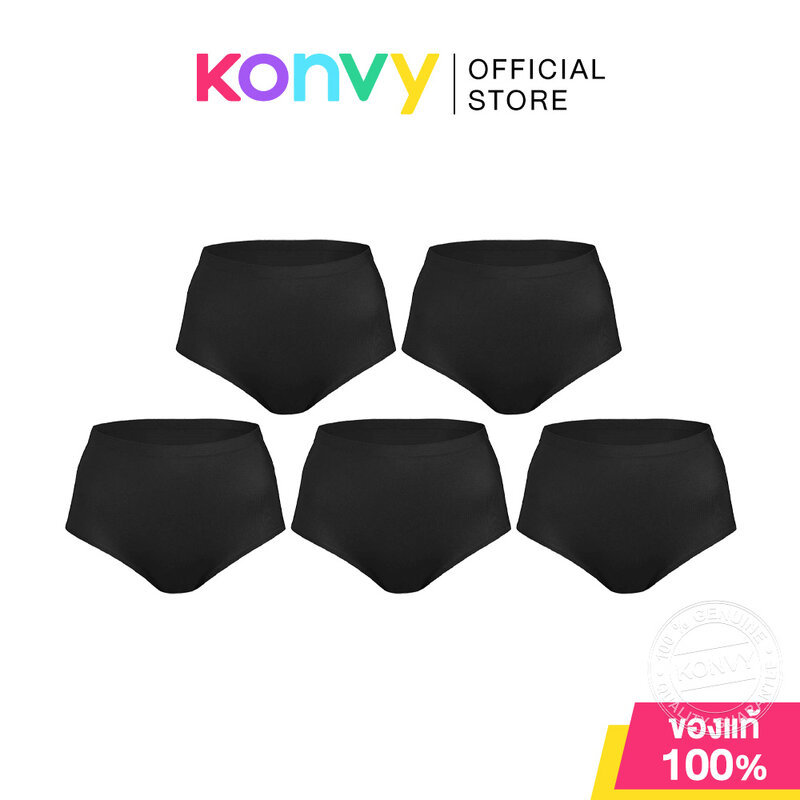 (Set 5 ชิ้น) Sabina Panty Zone Seamless Series Mid Waisted #Black กางเกงในทรงเอวสูงปานกลาง ซาบีน่า สีดำ
