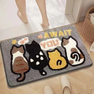 พรมนิ่ม พรมห้องน้ำ พรมดูดน้ำ พรมขนสั้น กันลื่น ดูดซับน้ำได้ดี ลายดอกไม้ ตกแต่งบ้าน