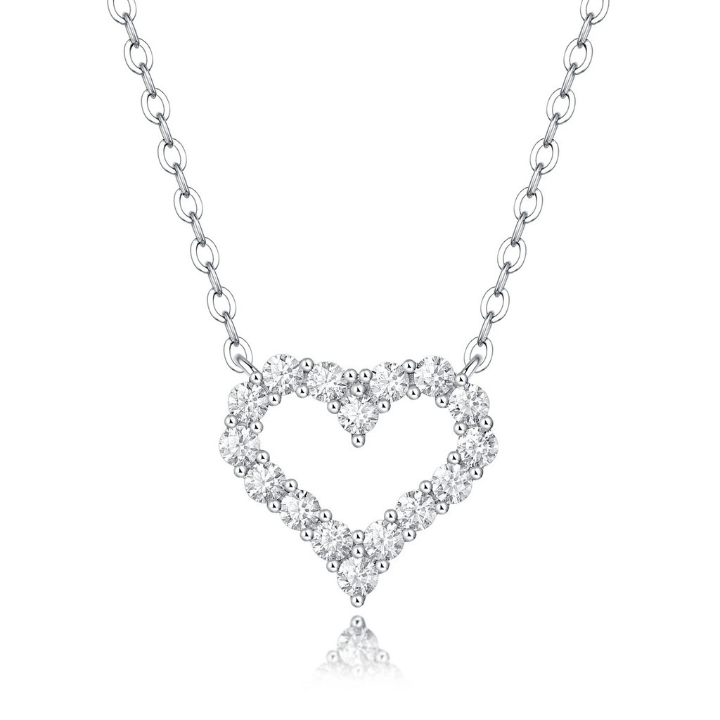 Vvs D สีเพชร Moissanite S925 เงินสเตอร์ลิงจี้สร้อยคอหัวใจผู้หญิงเครื่องประดับ
