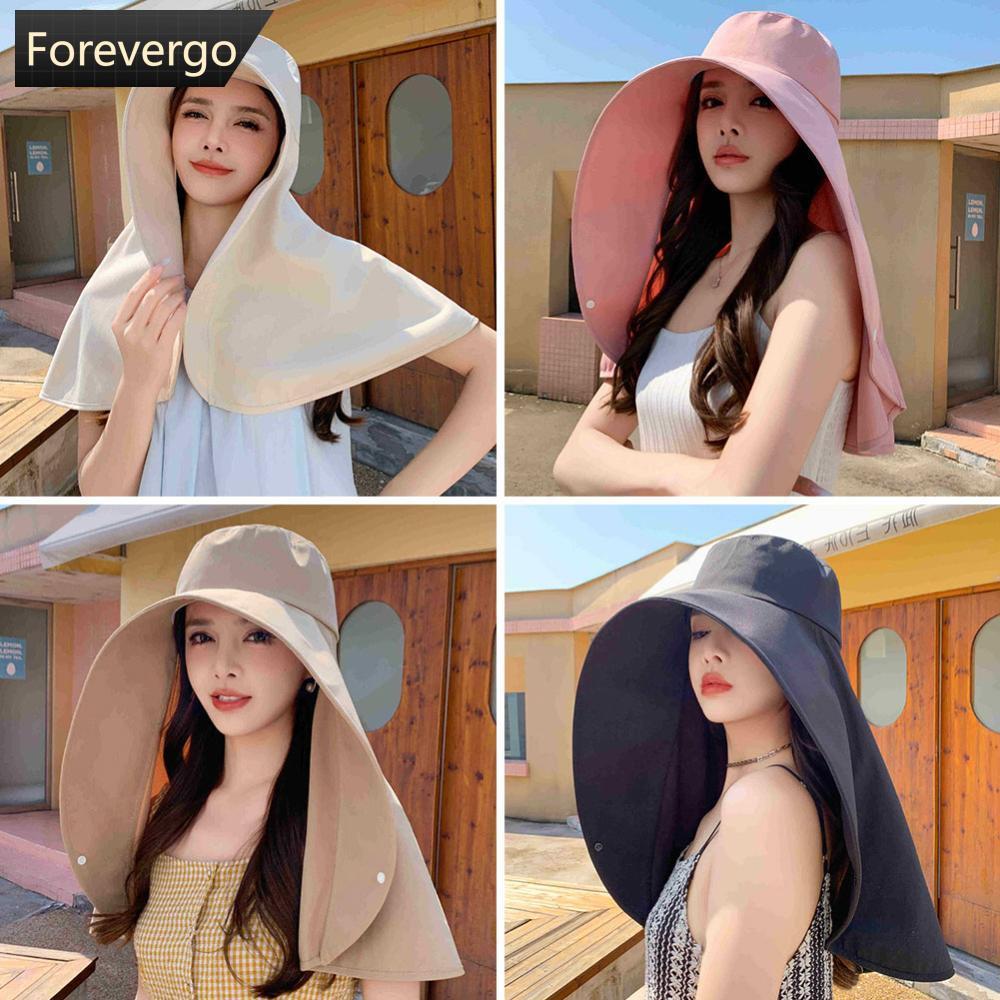 FVG ขนาดใหญ่ Brim Full Face Sun Protection หมวกคอผ้าคลุมไหล่ UV ป้องกันปรับหมวกฤดูร้อนสําหรับผู้หญิง