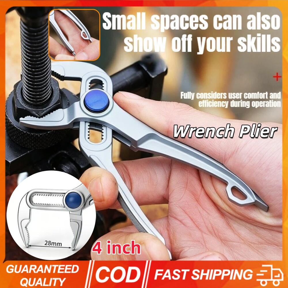 4 นิ้ว Mini ท่อ Plier ประแจปั๊มน้ํา Groove Joint คีม Heavy Duty ปรับล็อค V Jaw สําหรับพื้นที่แน่น Multi Surface Grip และซ่อมประปา