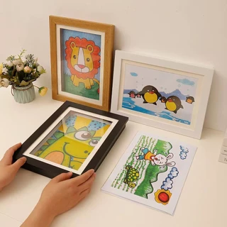 กรอบรูปเด็กศิลปะ A4 พร้อมขาตั้ง กรอบโชว์ผลงานเด็ก เปิดหน้าได้ เก็บภาพวาดได้หลายแผ่น