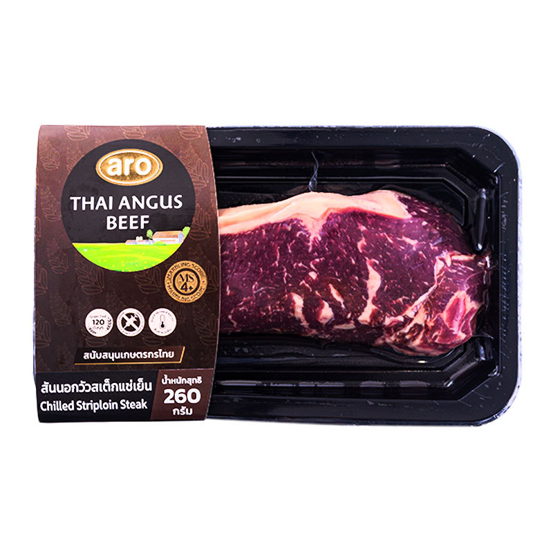 เอโร่ โกลด์ สันนอกสเต๊กแองกัส Ms4+ 260 ก. (ARO GOLD Angus Beef Striploin Steak Ms4+ 260 g)
