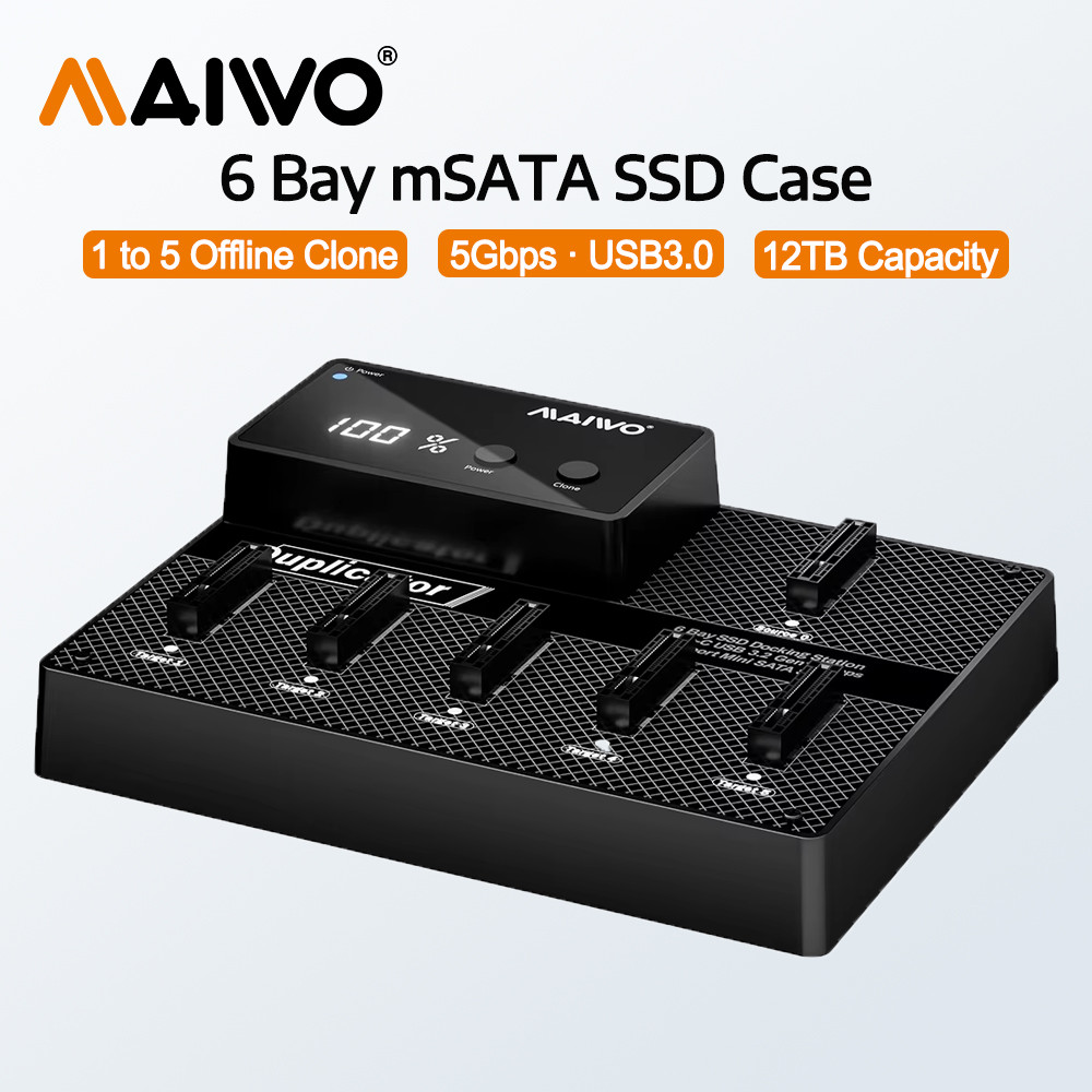 MAIWO 6 Bay mSATA SSD Docking Station 1 ถึง 5 Offline Clone 12TB 5Gbps ความเร็วสูงสําหรับแล็ปท็อปพีซ