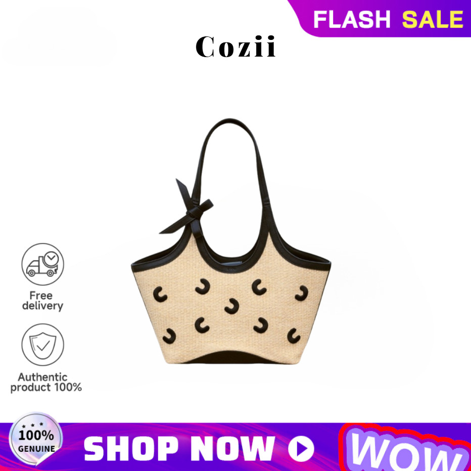 【สินค้าพร้อมส่ง】cozii Limited Edition - Small Colbie Raffia ระเป๋า กระเป๋าสะพายข้าง