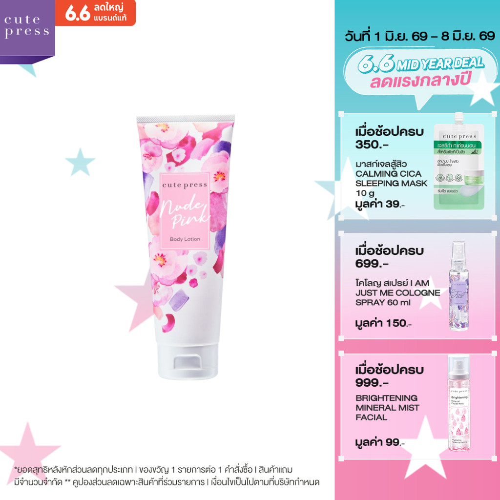 CUTE PRESS NUDE PINK BODY LOTION 250 ml โลชั่นกลิ่นหอมละมุน น่ารักสดใส