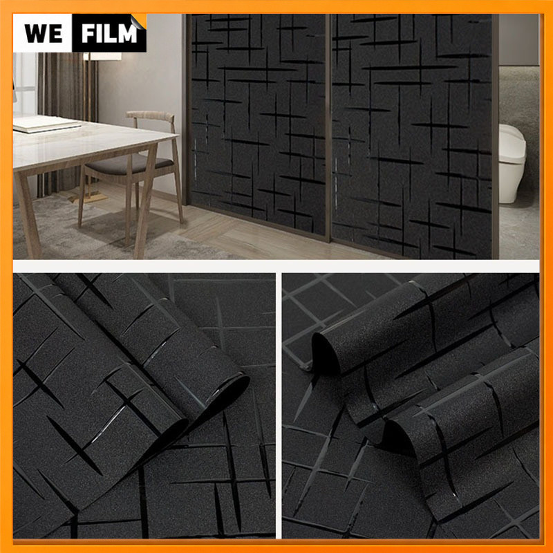 【สีดำ 100%】120X2m ฟิล์มติดกระจก ประตูกระจก หน้าต่างกระจก ห้องน้ำ ห้องครัว ประตูบ้าน แบบสูญญากาศ PVC