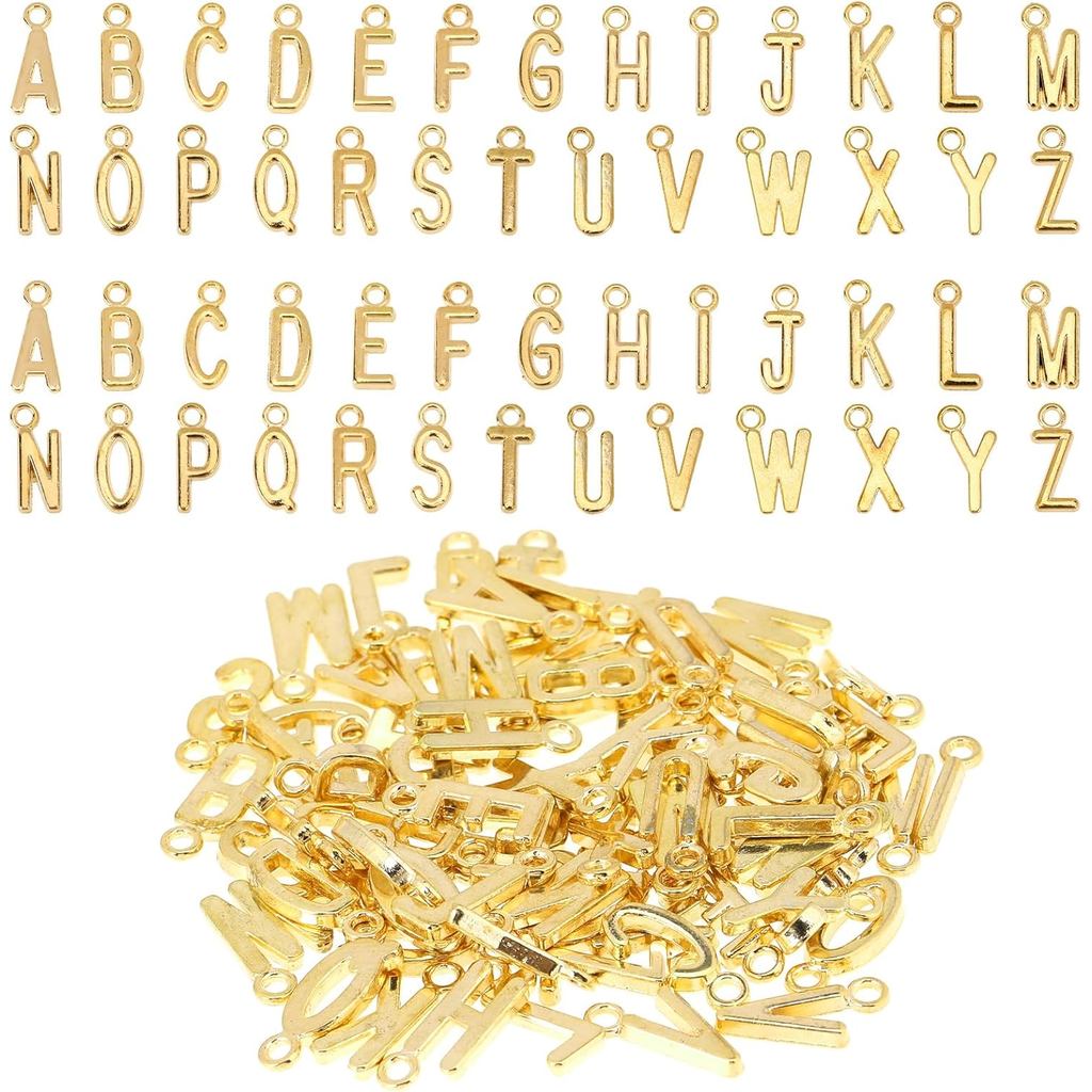 KALIONE 104 ชิ้น AZ ตัวอักษร Charms,เครื่องประดับ Charms สําหรับทําเครื่องประดับ,โลหะผสม Spacer ลูกป