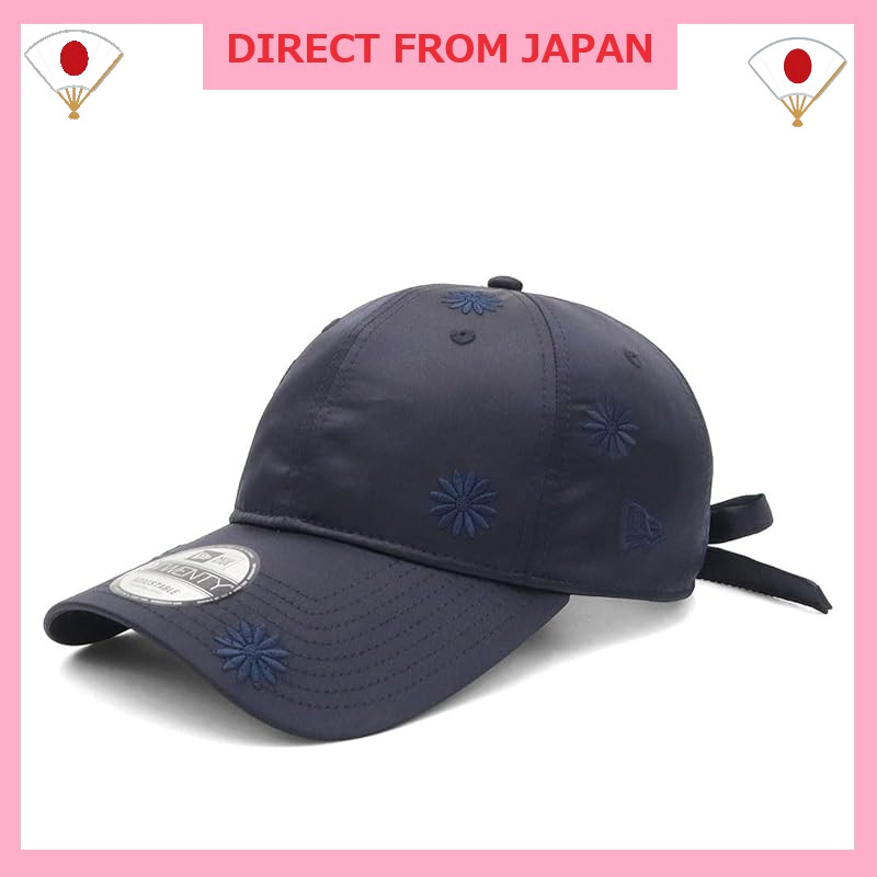 New Era 9TWENTY Long Visor Ribbon Hat - Floral Embroidery Women's Cap (Navy/Black) - Stylish Sun Pro