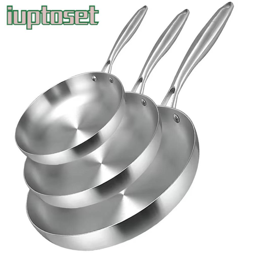 IUPTOSET กระทะ, กระทะ NonStick สแตนเลส 304 อเนกประสงค์, เครื่องมือทําอาหารไม่เคลือบขนาดเล็กพับได้เคร