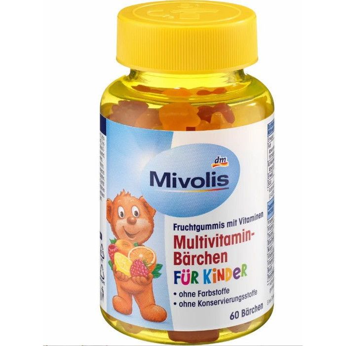 เยอรมัน DM ซูเปอร์มาร์เก็ต mivolis Multivitamin Gummy Bears 60 แคปซูล 27.8% Y260603