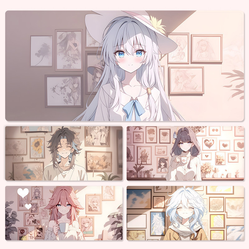 อะนิเมะ เก็นชิน ผลกระทบ 2ง แผ่นรองเมาส์การออกแบบการ์ตูนขนาดใหญ่พิเศษสําหรับเด็กชายและเด็กหญิงสํานักงานศึกษาเล่นเกมแผ่นรองแป้นพิมพ์คอมพิว