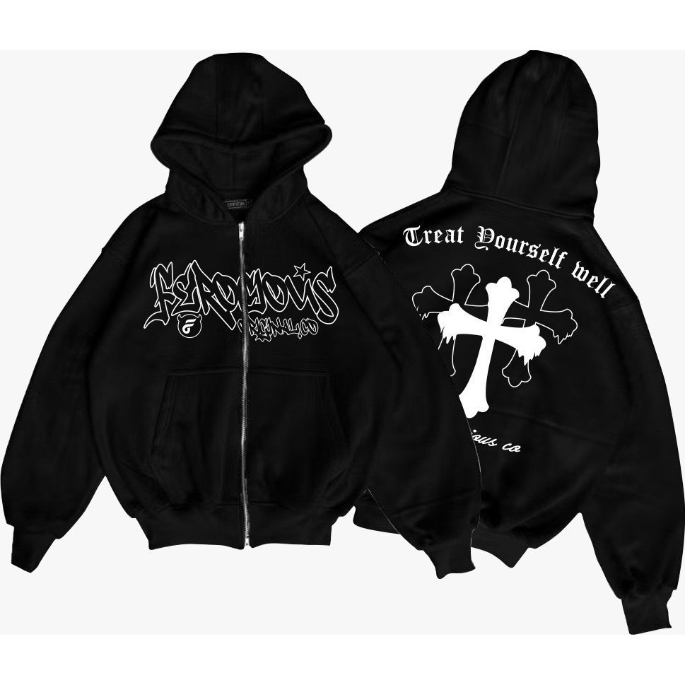 ซิปคาร์ดิแกน Baju Boxy Zip Up เสื้อกันหนาว Hoodie Boxy Zipper Cross Boxy Oversize Pria Dan Wanita