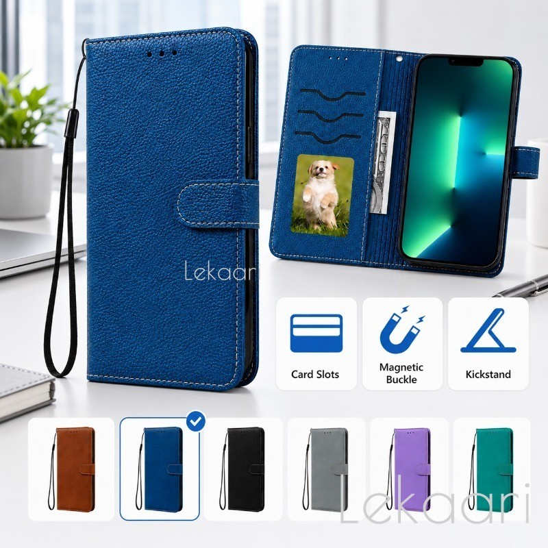 Flip Wallet Case สําหรับ ZTE Blade A75 A34 A54 A73 V50 Vita Design สมาร์ท Pebbled ช่องใส่การ์ดหนัง K