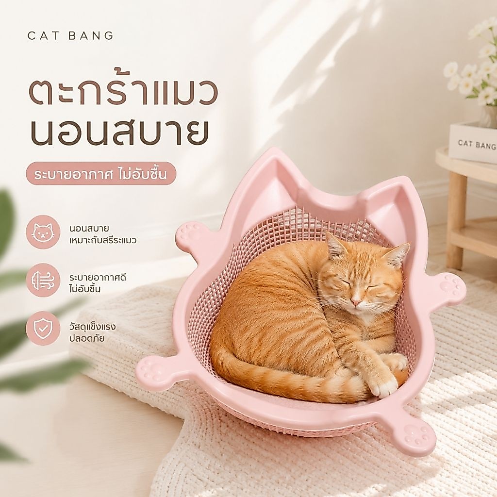 ตะกร้าแมว Catbang เข่งแมว สั่งตรงจากเกาหลี🇰🇷  ของแท้ 100% (ตะกร้าพร้อมฐาน)