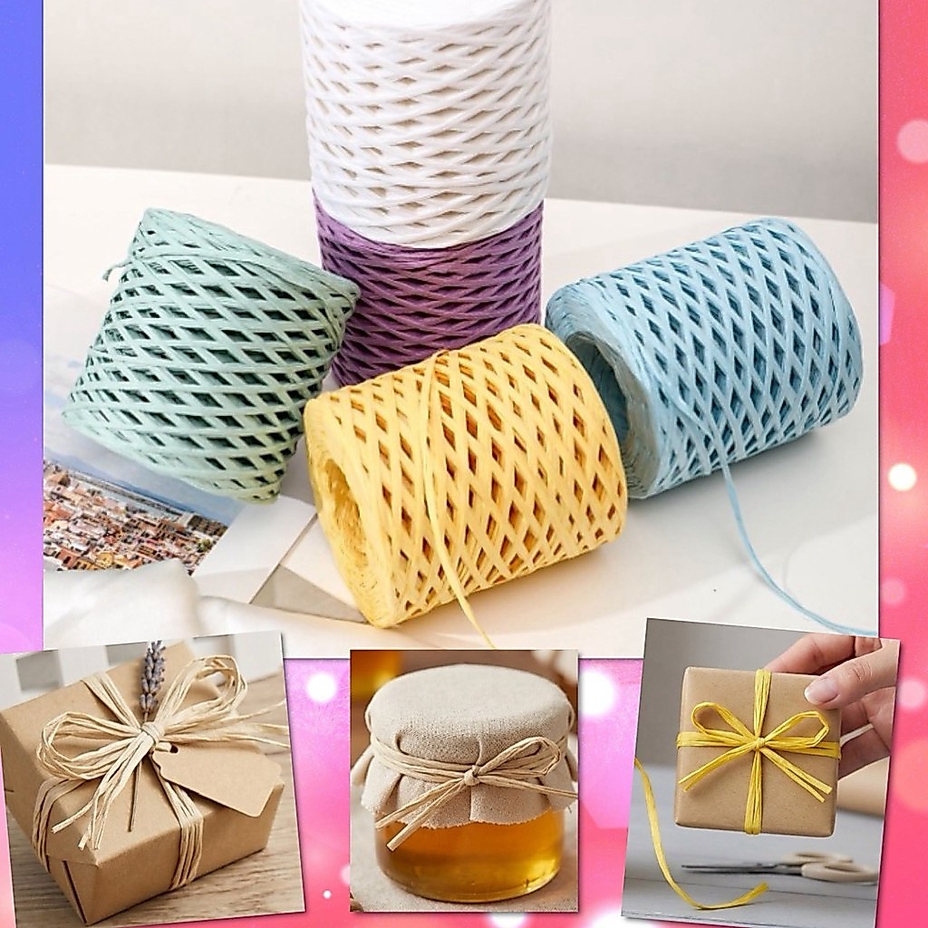 😋 เชือก กระดาษ เชือกถัก เชือกป่าน ยาว 200 เมตร วัสดุธรรมชาติ ตกแต่ง DIY งานประดิษฐ์ งานฝีมือ ห่อของขวัญ พันดอกไม้ 😋