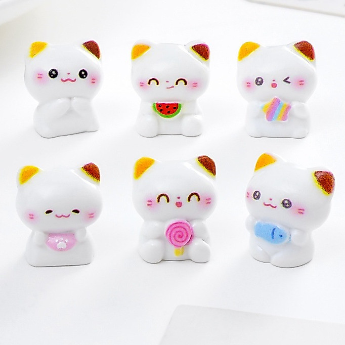 j349/1ตุ๊กตาแมวลายสามสีน่ารักของจิ๋วจำลอง12 ชิ้น