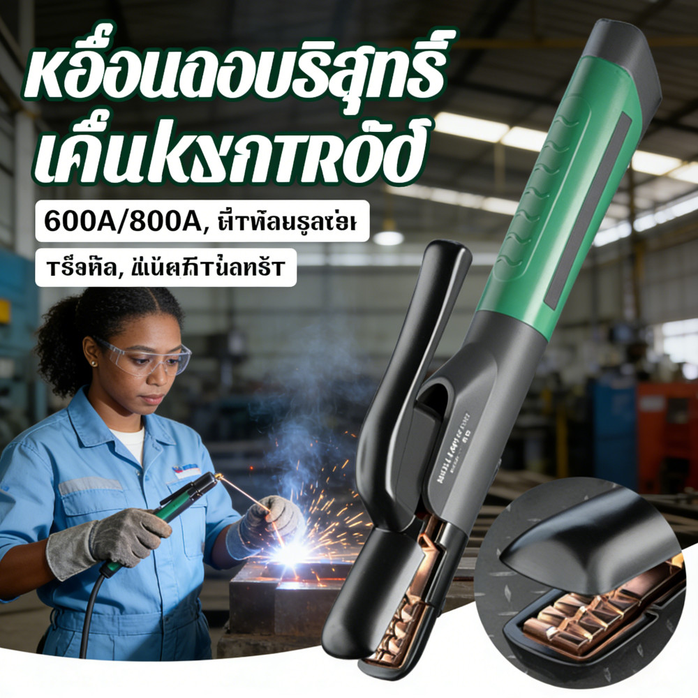 คีมจับลวดเชื่อม 600‑800A ทองแดงบริสุทธิ์ ทนความร้อน ด้ามฉนวนกันร้อน อุปกรณ์ช่างเชื่อม