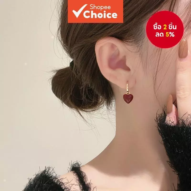 1คู่สีแดงวินเทจหัวใจหูคลิปอินเทรนด์เก๋ต่างหูสําหรับผู้หญิงเครื่องประดับที่สง่างาม
