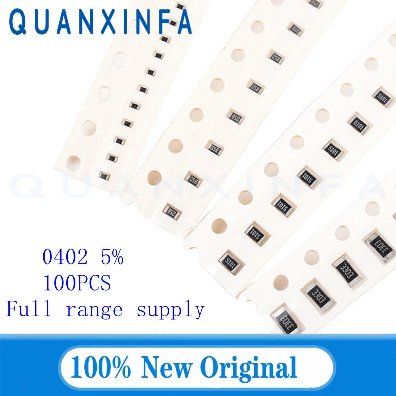 100pcs 0402 5% SMD ตัวต้านทาน 0R 10M 1/16W 0R-1M 1 10 100 150 220 330 โอห์ม 1K 2.2K 10K 100K 0R 1R 1
