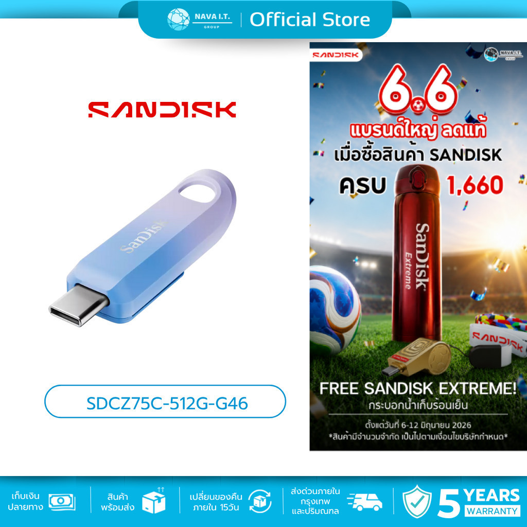 (มีส่งด่วน) SANDISK FLASH DRIVE USB CREATOR 512GB USB Type-C (แฟลชไดร์ฟ) (SDCZ75C-512G-G46)
