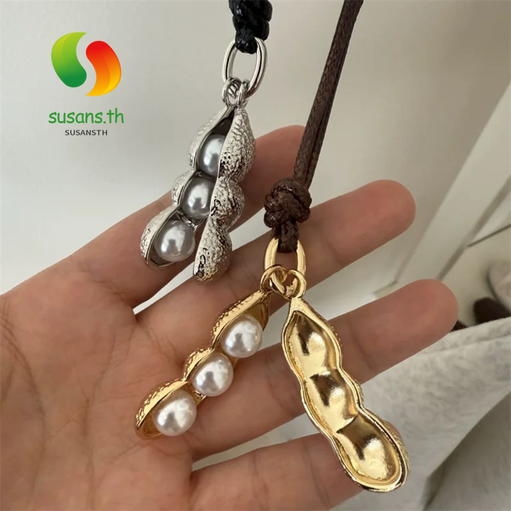 สร้อยคอ SUSANS Pea Pod, สร้อยคอโลหะผสมโซ่ยาว, ของขวัญโซ่เสื้อกันหนาวเชือกประณีต