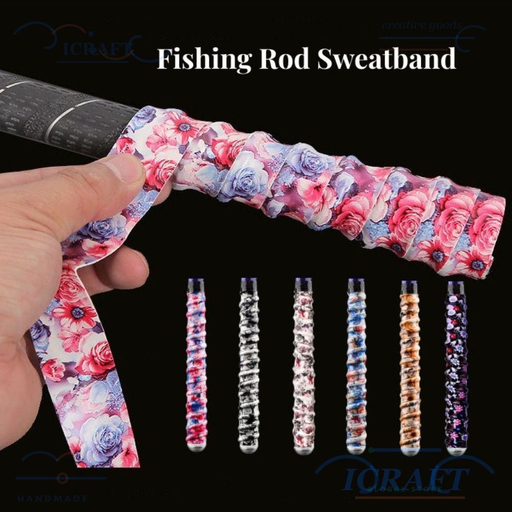 CRAFT 1 ชิ้นเบ็ดตกปลา Sweatband, ผ้าพันแฮนด์ ความยาว 1.5 เมตรเทปจับคันเบ็ด, ดูดซับเหงื่อ Anti-slip เทนนิส Overgrip แถบเหงื่อแร็กเก็ต