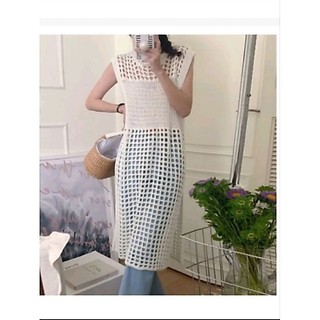 RUBY KNIT/tunik rajut wanita jaring tanpa lengan