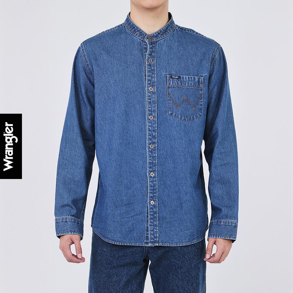 WRANGLER เสื้อเชิ้ตแขนยาวผู้ชาย รุ่น WR S226MSHLF10 สียีนส์กลาง
