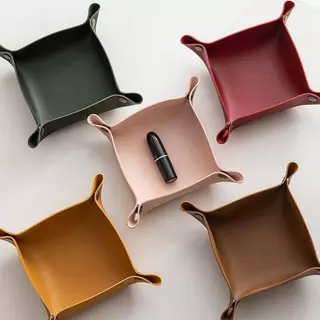 AA PU หนังกล่องเก็บสแควร์สไตล์นอร์ดิกโต๊ะถาดสําหรับ Home Office Entryway Porch Supplies TH