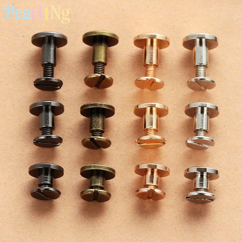 PEARLTH 10 ชิ้น 5/6.5/8 มม.Solid Nail Bolt DIY ปุ่มผ้าทองเหลืองเล็บสกรูหัวกลม