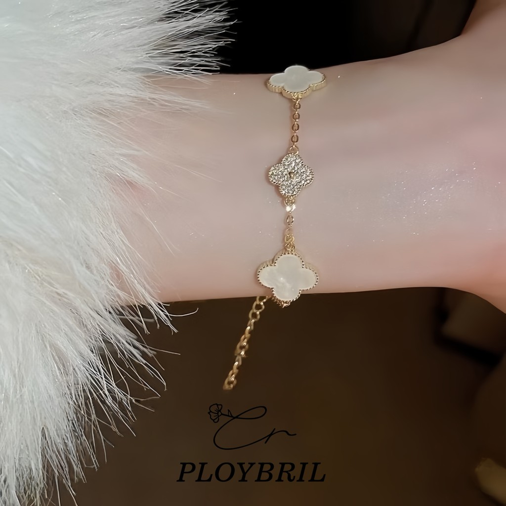 PLOYBRIL ส่งเร็ว ในไทย💕 สร้อยข้อมือผู้หญิงหรูหรา  ใบโคลเวอร์  Luxury เครื่องประดับ หรูหราสไตล์เกาหลี S042