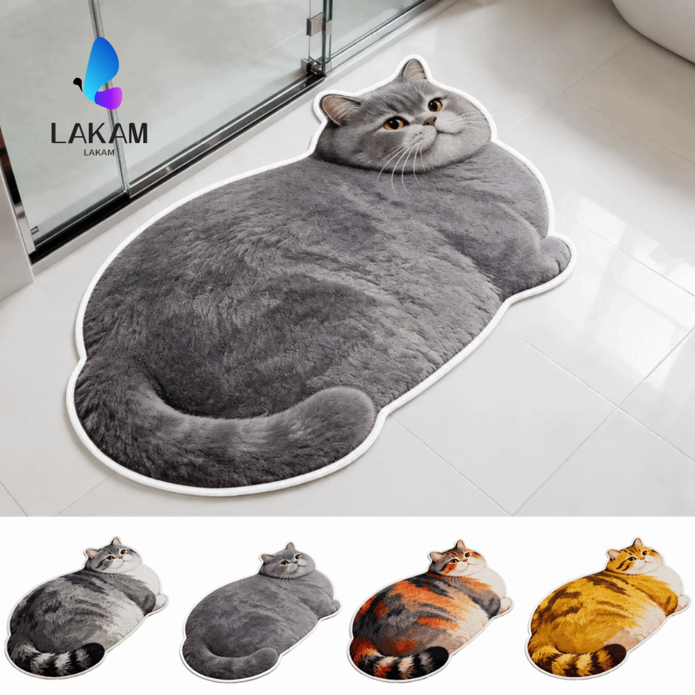 ลาคัม น่ารักแมวคริสตัลกํามะหยี่แผ่นพื้น,40*60เซนติเมตรรัสเซียสีฟ้าห้องน้ําพรม,ทนทานลื่นขิงแมวดูดซับน้ําประตูห้องนอนพรมขนาดเล็กห้องนั่งเล่นโต๊ะน้ําชาข้างเต